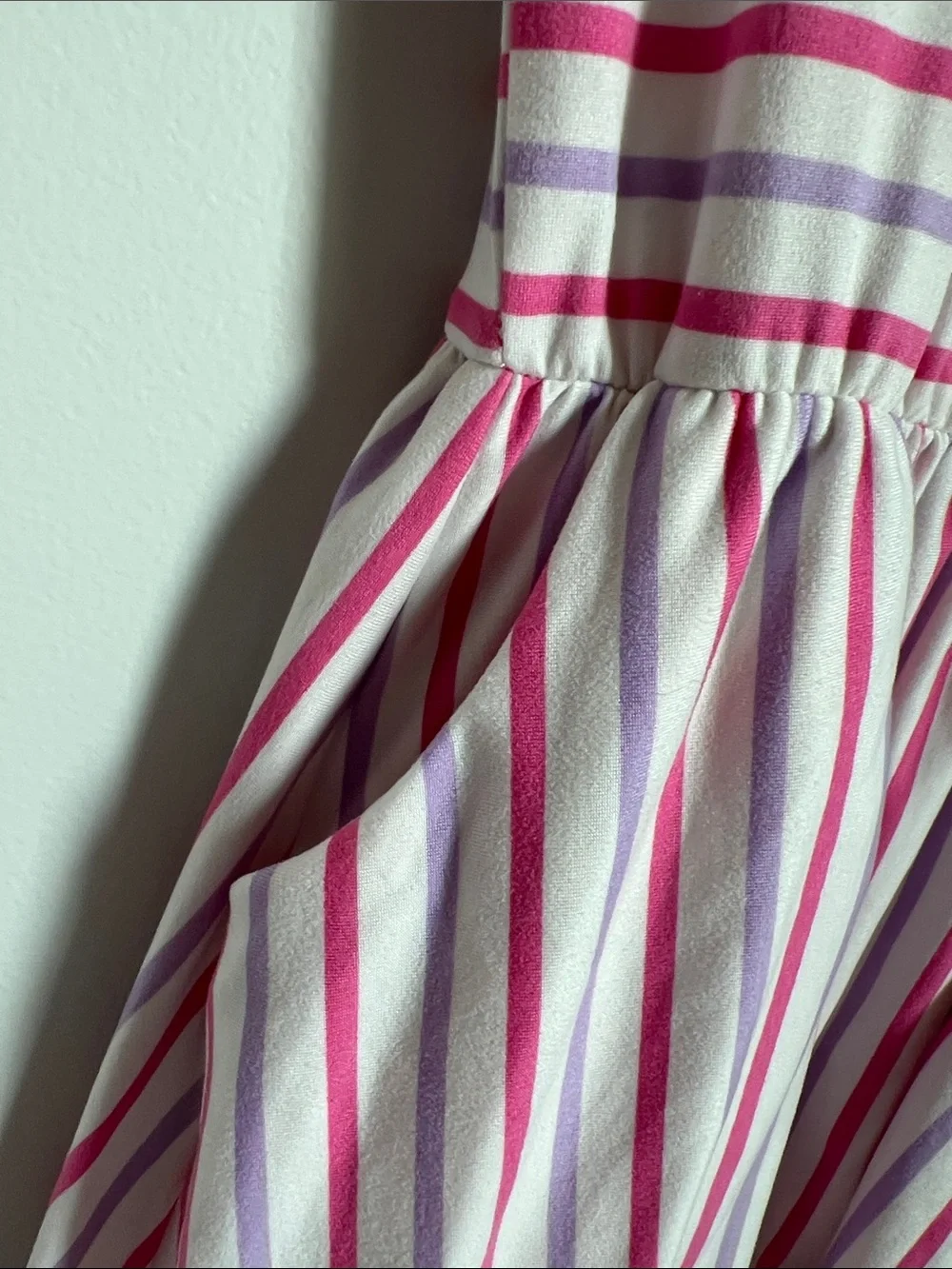 Emma & Elsa | Kids Striped Pink & Lavender Short Sleeve Knit Dress Pockets Sz 10